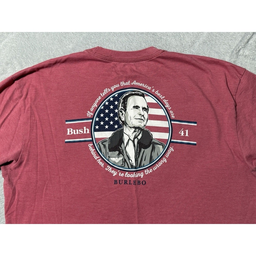 Burlebo Mens XL Bush 41 Tee Heather Red Graphic T-Shirt Short Sleeve